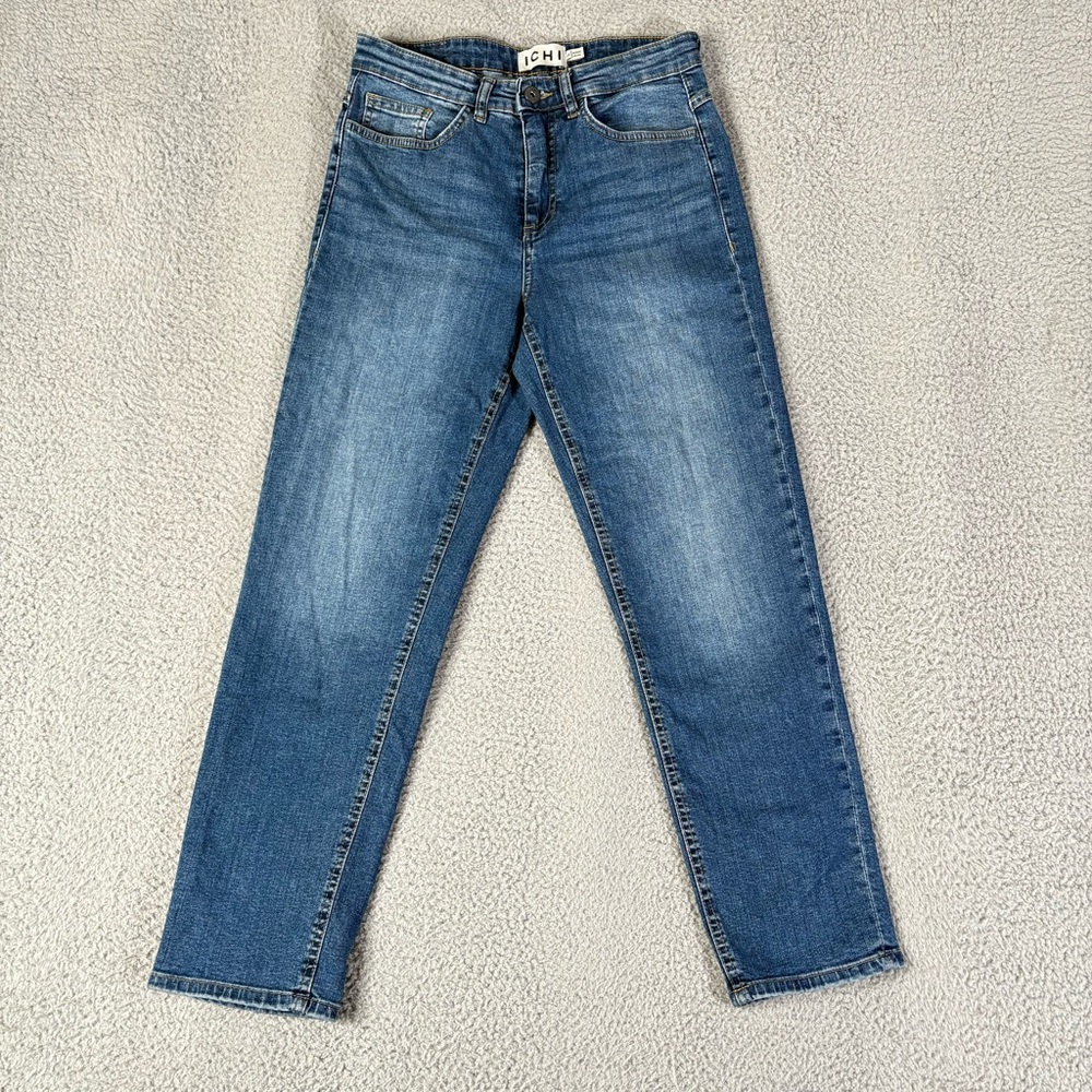 Ichi Twiggy Raven Jeans Womens 28x27 Blue Straight Leg Mid Rise Cropped Ankle